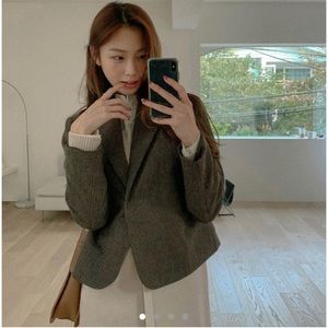 Korean Check Cropped Jacket/Blazer